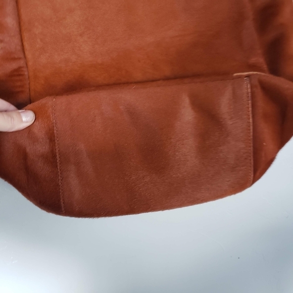 Derek Lam 10 Crosby Rust Orange Leather Calf Hair Tote Shoulder Bag Designer - Picture 8 of 12